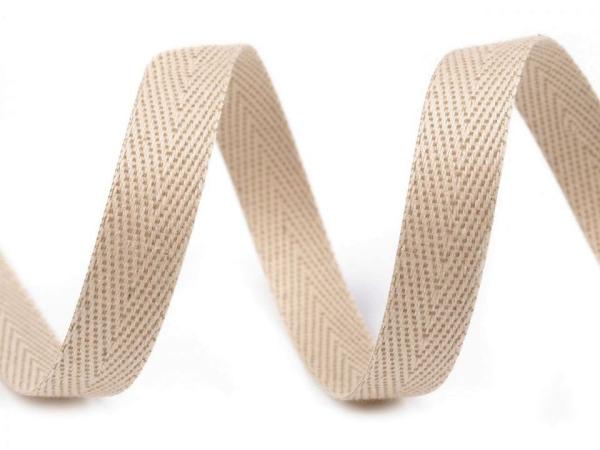 Köperband 10 mm Breit, Meterware Beige